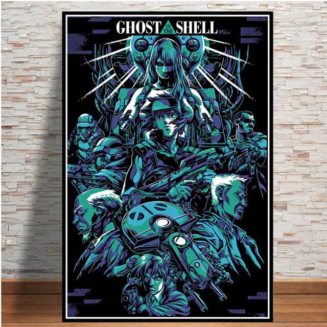Ghost In The Shell Fight Police Future Sci-Fi Poster and Prints Japan Anime Canvas Printing Wall Art Picture for Room Home Decor
