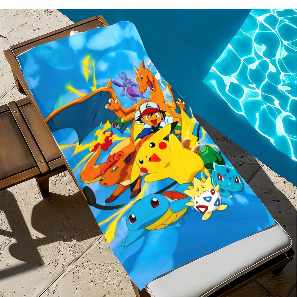 Очень большое быстросохнущее микрофибровое полотенце Pokemon для пляжа, йоги, кемпинга, путешествий