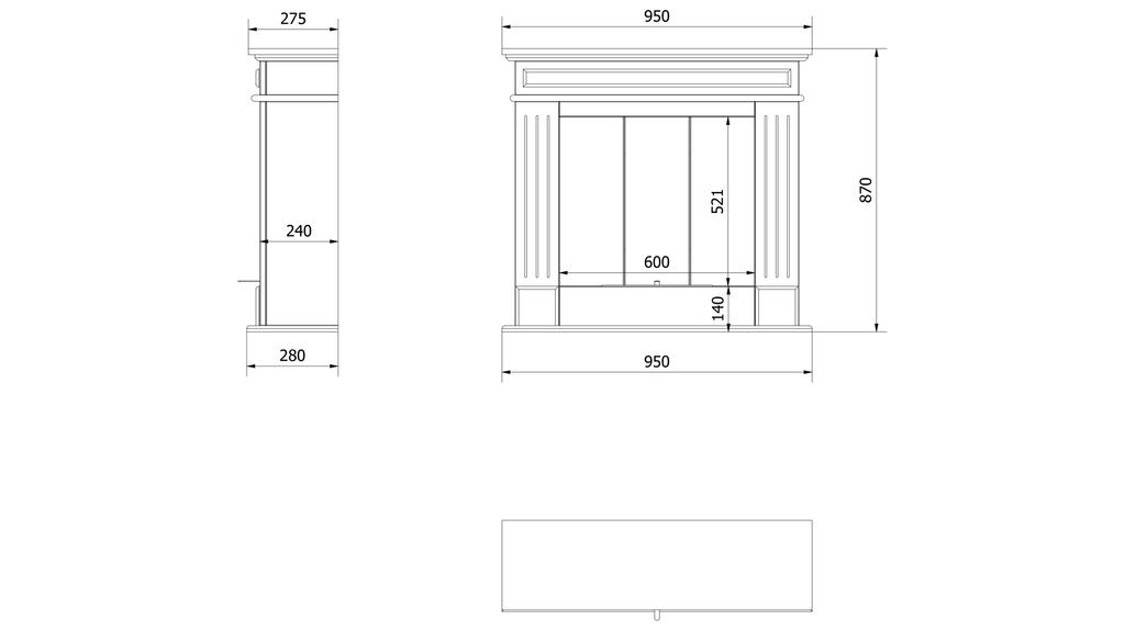 Portal Bioethanol Fireplace NOVEMBER TÜV White Self Assembly with Glazing Set