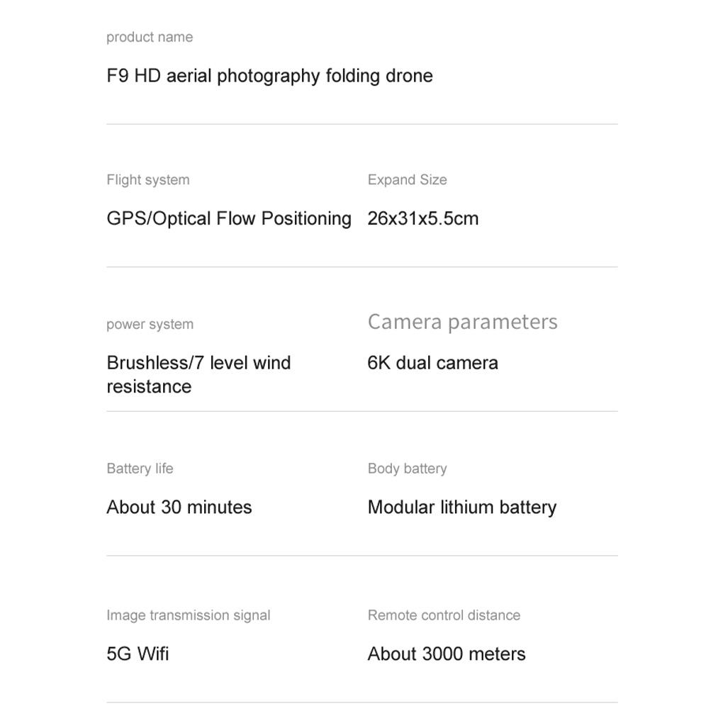 Plastic Camera Drone Foldable USB Charging WiFi 6K Brushless Motor Remote Control Aircraft Photographing Quadcopter