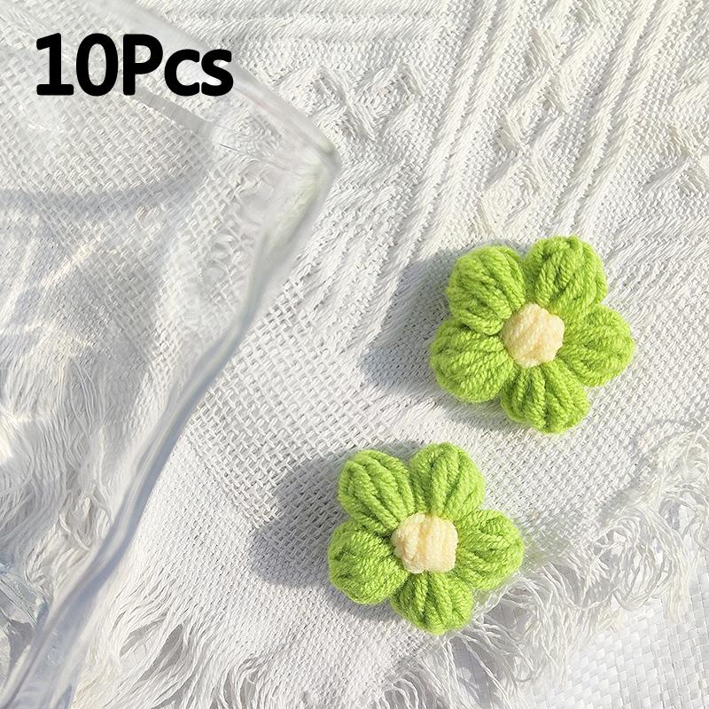 10 шт. вязаные цветы аппликация для одежды шляпа заколка для волос ручная вязка пуховый цветок своими руками нашивки декор швейные аксессуары