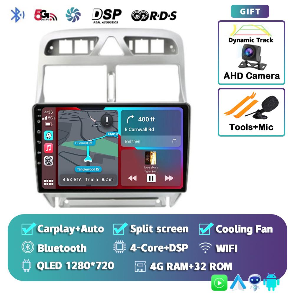 Android 14 Carplay Auto 4G+WIFI 2din Автомагнитола Для Peugeot 307 2002-2013 Мультимедийный Видеоплеер GPS Навигация Головное Устройство Стерео