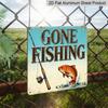 2D Flat - 1pc, Outdoor Plaque & Wall Decor, Gone Fishing Sign, Cabin Wall Art, Lakeside Villa Decoration, Dock Ornament, Rustic Natural Style
