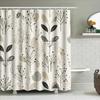 Modern Bathroom Shower Curtain Set Elegant Plant Pattern Decorative Shower Curtains for Home Bathrooms – White Black Beige Col