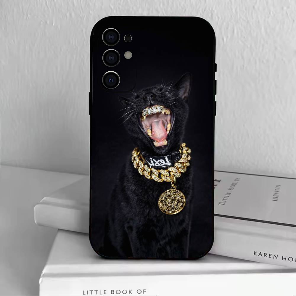 D-Funny Animals Phone Case Black Silicone Soft For Samsung S25,S24,S21,S22,S23,S30,Ultra,S20,Plus,Fe,Lite