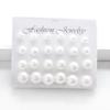 Pearl Earrings Set: 12 Pairs with Large & Small Rowed Pearls