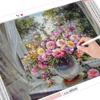 5D DIY Алмазная картина Цветочная мозаика Окно Полный дрель Алмазная вышивка Ремесленный комплект Изображение Горный хрусталь Домашний декор