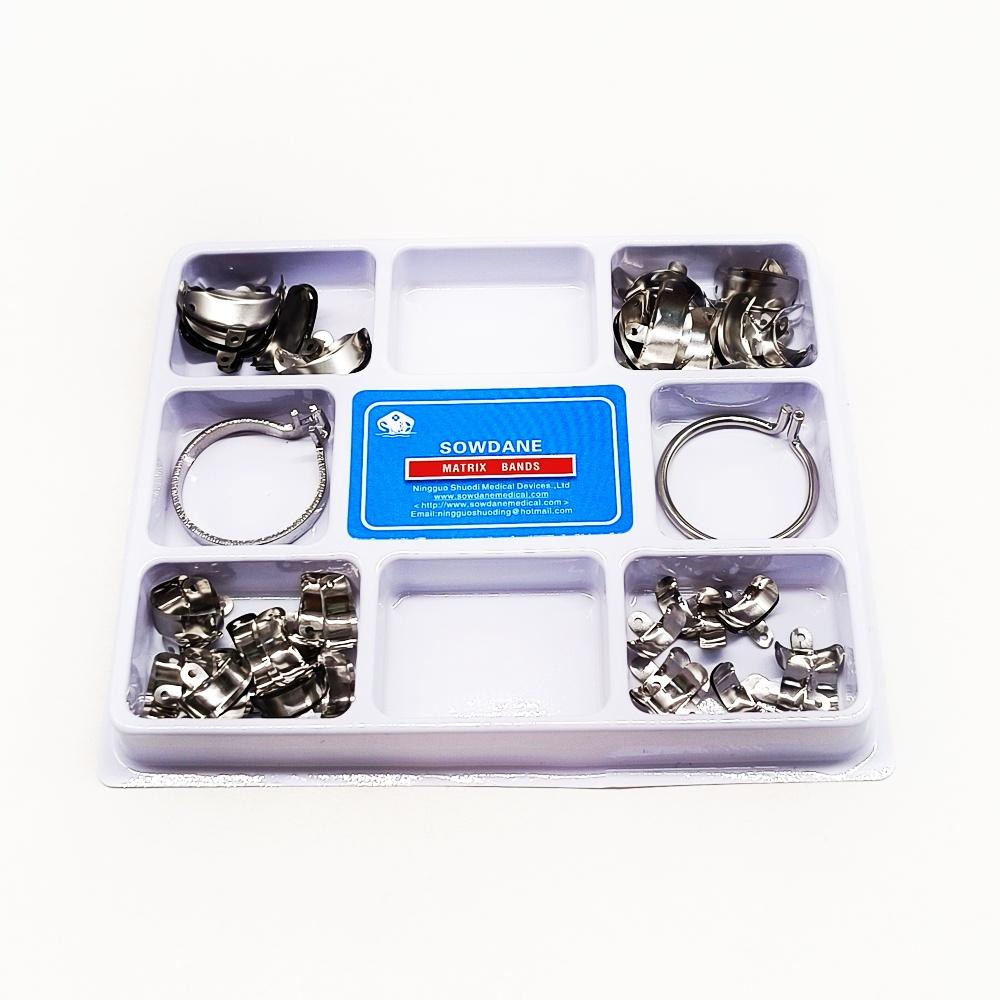 80pcs New Dental Sectional Contoured Metal Matrices Matrix Set Matrix Bands  Rubber Wedges  with Add-on Wedges Dentist Materials
