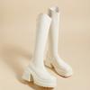 Модная обувь AIYUQI Ботильоны на высоком каблуке Женские Осень 2025 Новые Натуральная кожа Платформа Ботильоны Женские Обтягивающие ногу Каблук 10 см Высокие Женские Ботинки для верховой езды