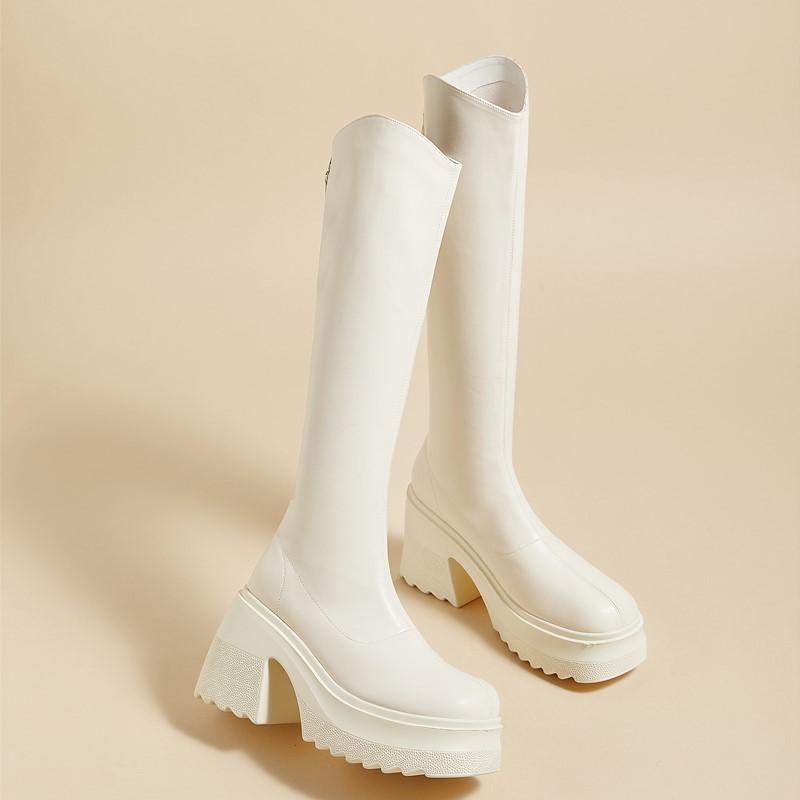 Модная обувь AIYUQI Ботильоны на высоком каблуке Женские Осень 2025 Новые Натуральная кожа Платформа Ботильоны Женские Обтягивающие ногу Каблук 10 см Высокие Женские Ботинки для верховой езды