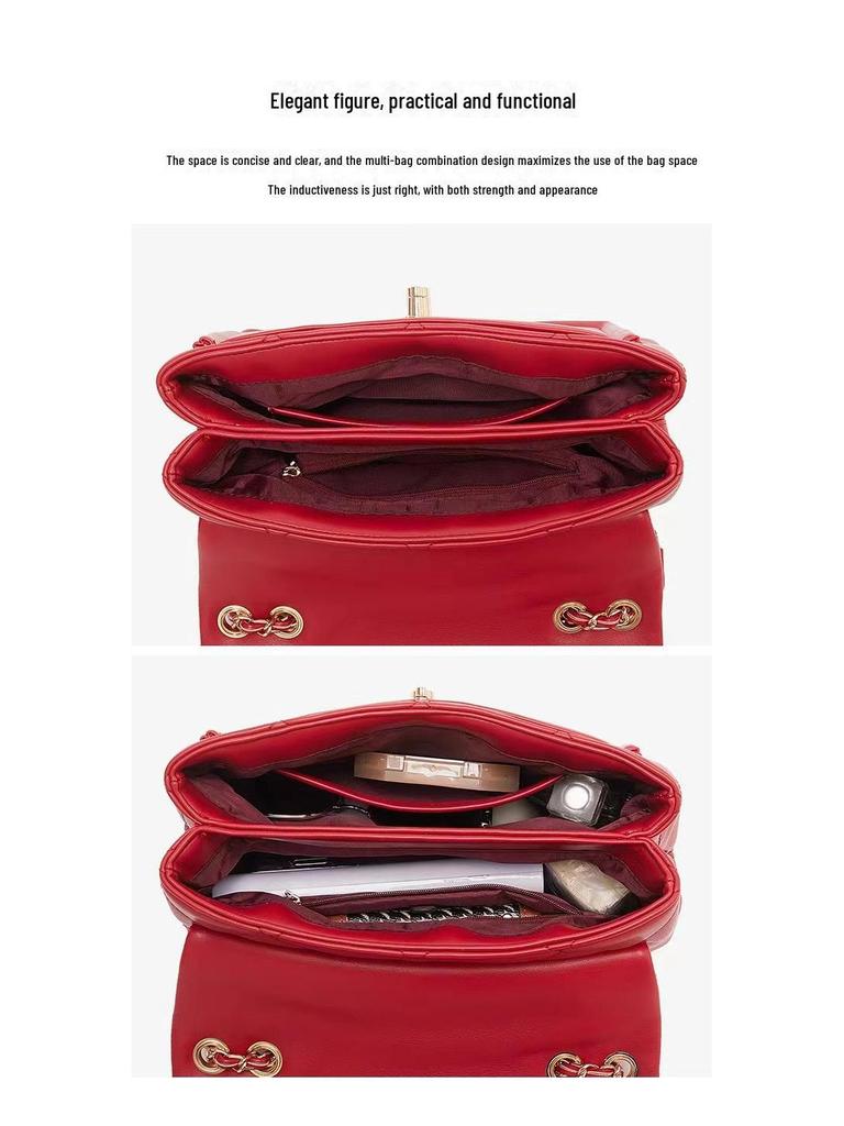 Женская красная свадебная сумочка: Модная вместительная сумка 2024 года, украшенная бриллиантами