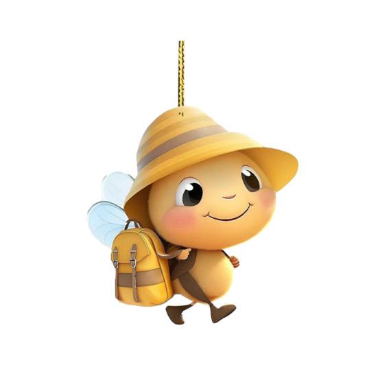 Acrylic Bee Hanging Decoration Single Side Printed Little Bee Ornament Car Rearview Mirror Keychain Pendant