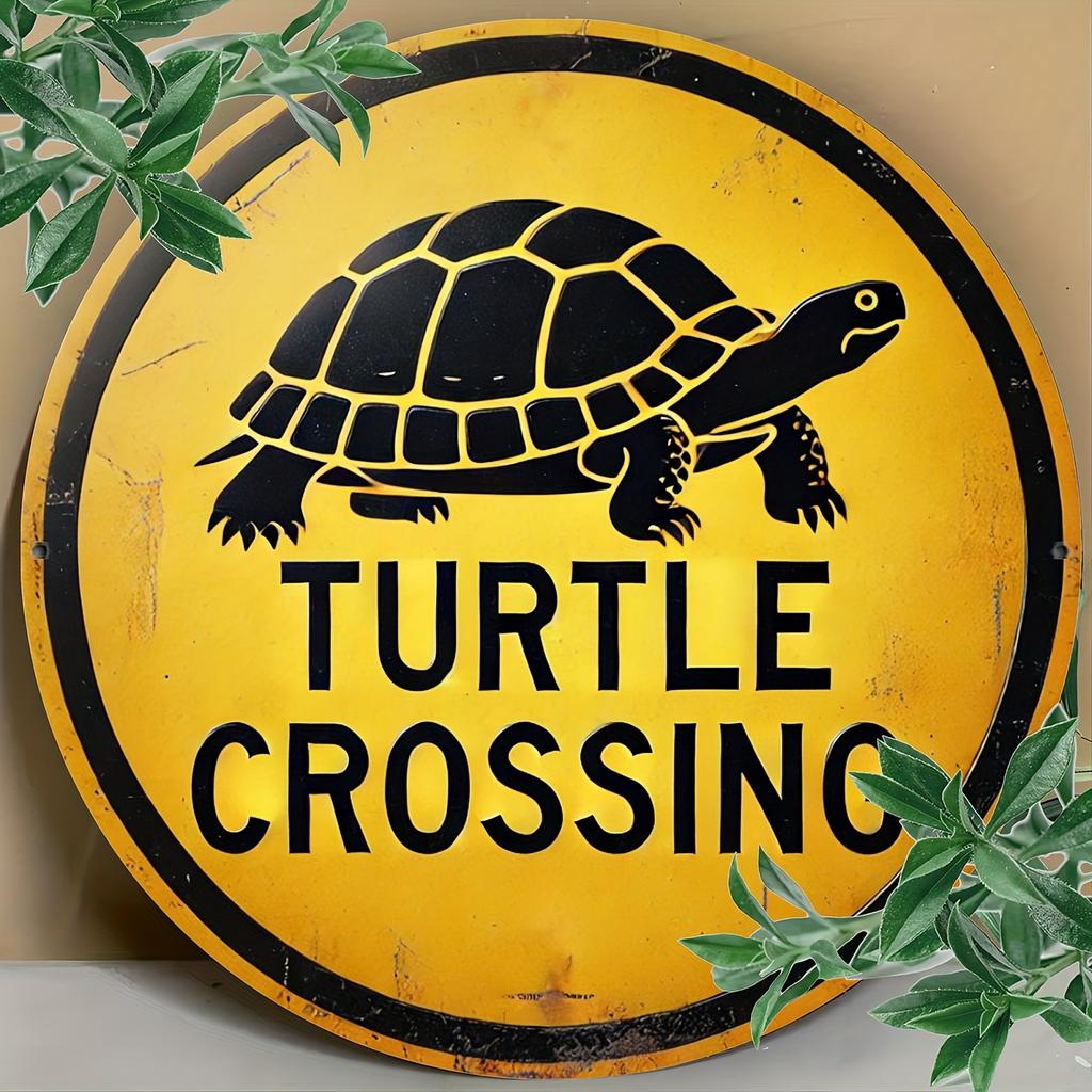 1pc 2D Wooden Round Plate Vintage Turtle Logo For Home Cafe Apartment Restaurant Room Decoration Waterproof Durable 8 Inch