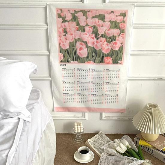 Календарь на 2024 год, подвесной тканевый, мягкий насыщенный цвет, изысканный узор, простая установка, декоративный настенный гобелен, фоновый календарь