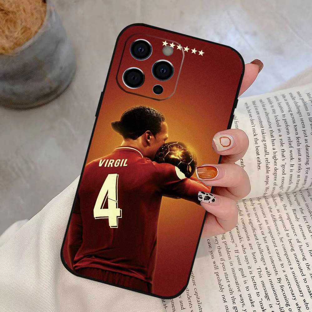 ФУТБОЛ V-Вирджил ван Д-Дийк Чехол для телефона для iPhone 17,16,15,14,13,12,11 Plus,Pro Max,XS,Мягкий силиконовый черный чехол