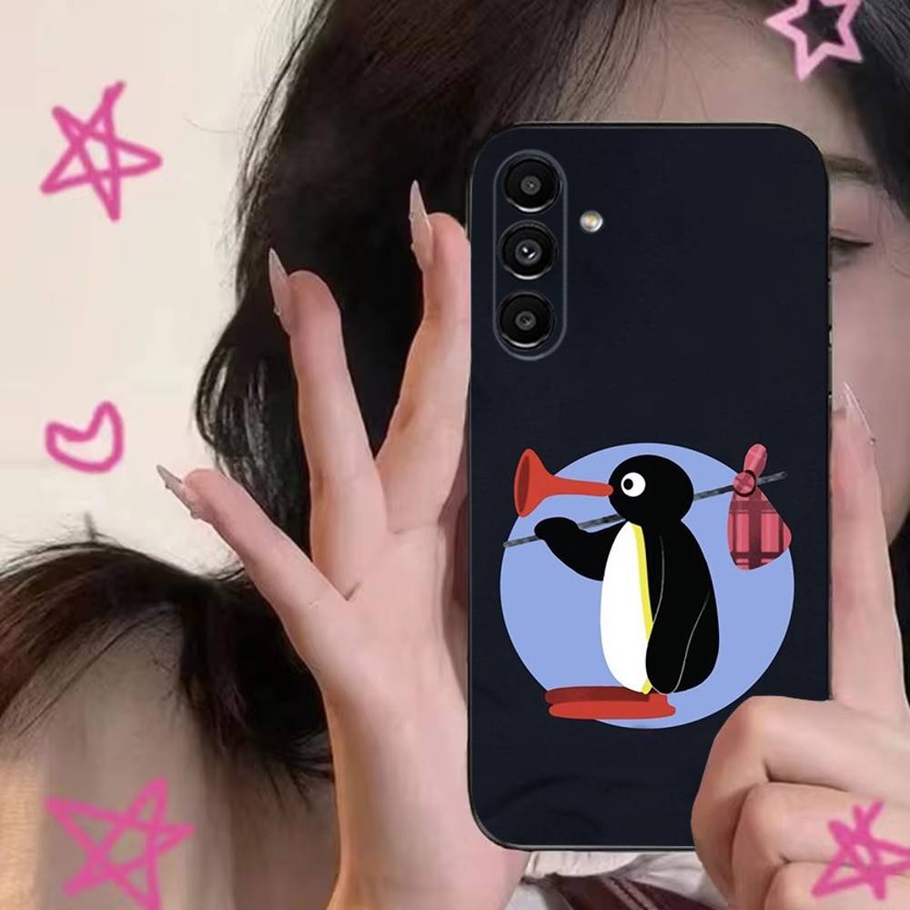 Happy P-Pingu Penguin Phone Case For Samsung S24,S21,S22,S23,S30,Ultra,S20,Plus,Fe,Lite,Note,10,9,5G Black Soft Cover