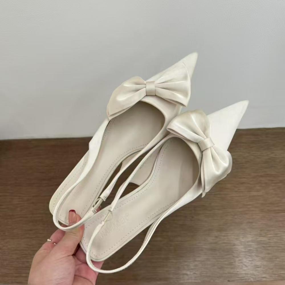 Женские босоножки Фиолетовый темперамент Атласный бант Острый задник Пустые босоножки Женские новые остроносые туфли на шпильках Женская обувь