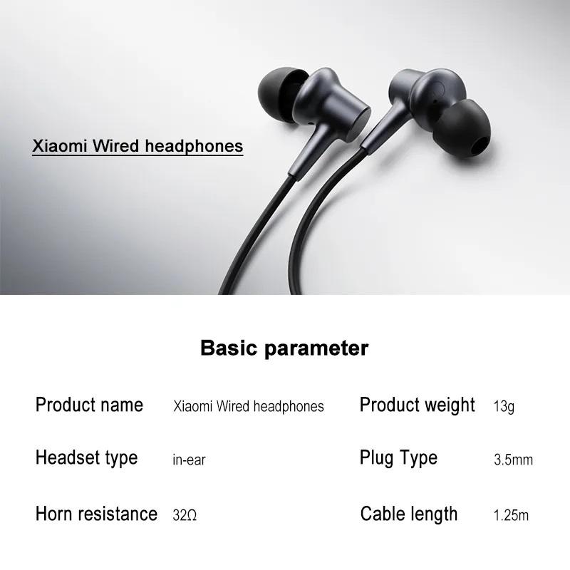 Xiaomi Наушники-вкладыши с поршневыми наушниками, проводные спортивные наушники-вкладыши 3,5 мм с микрофоном и гарнитурой