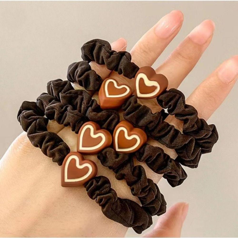 Heart Shape High Elastic Hair Rope Flannel Mini Hair Tie Durable Small Intestine Hair Band Woman's