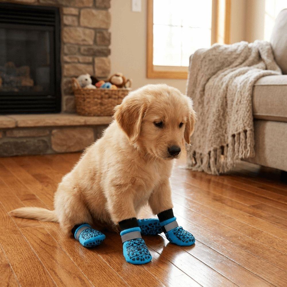 Adjustable Dog Shoes Socks Reflective Dog Paw Protectors Anti-Slip Dog Socks for All-Season