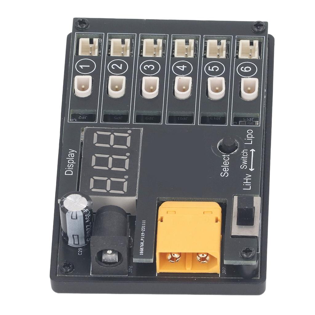1S Lipo LiHv Charger 6 Port 6 Channel Battery Power Tool Accessories with Low Voltage Input Guard 100‑240V EU Plug