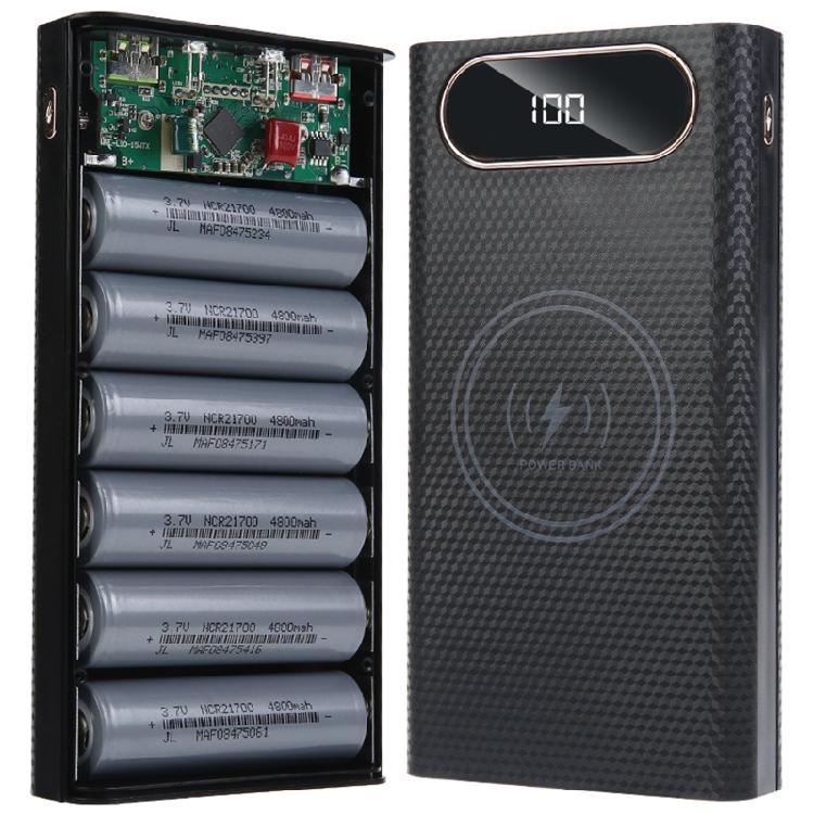 Съемный 5 Вт 10 Вт 22,5 В QC3.0 ЖК 6x21700 Аккумулятор для Корпуса Power Bank для Корпуса