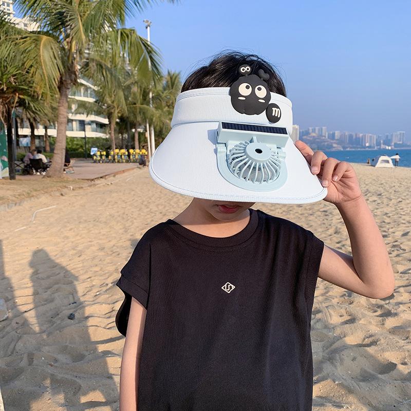 Новая шляпа с вентилятором для женщин Модная детская шляпа от солнца Защита лица Шляпа с открытым верхом Шляпа от солнца с УФ-защитой Женская