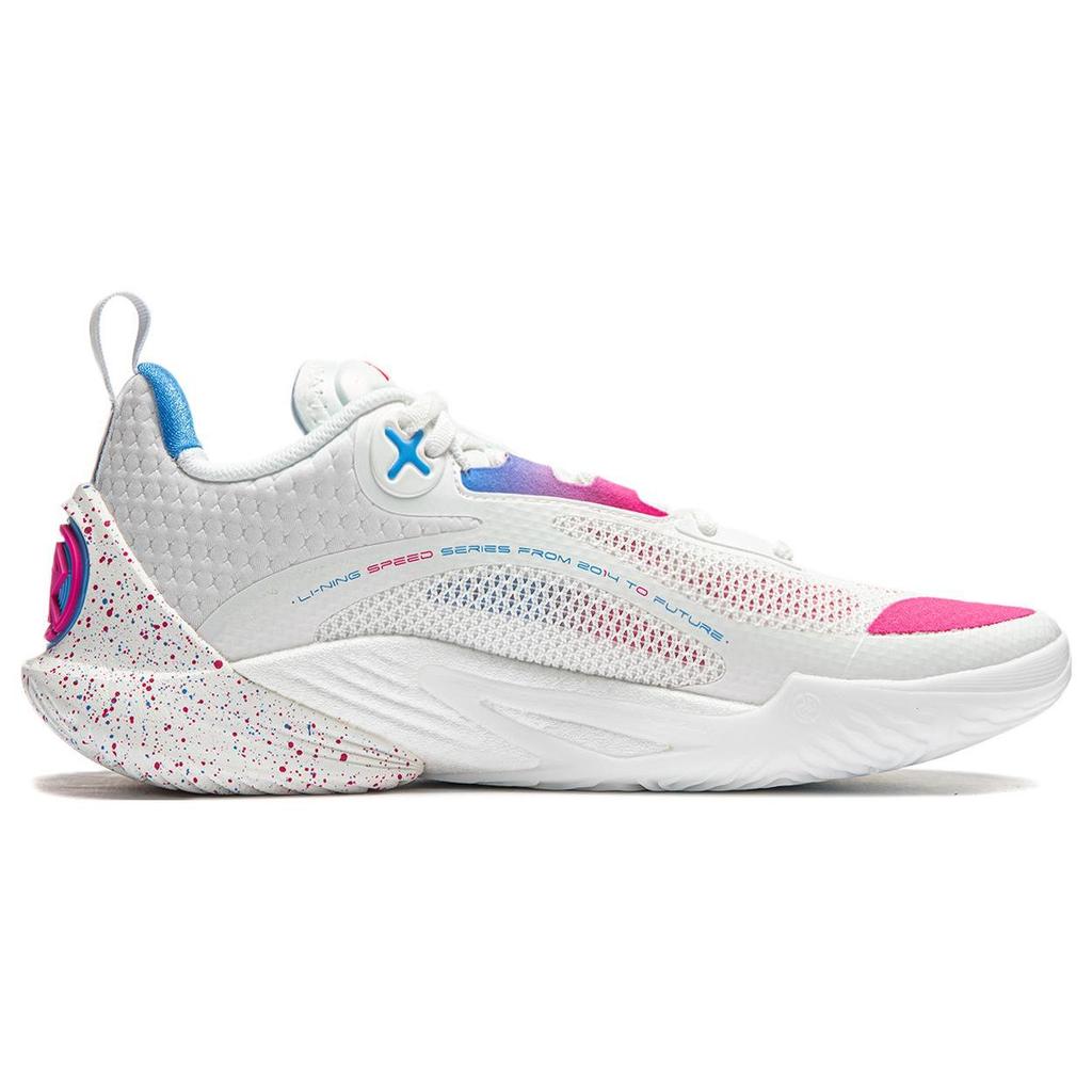 Li Ning Lpl 10th Anniversary Flash 10 Rebound Lightweight Shock Absorption Durable Low Top Basketball Shoes Men Sneaker White Pink ABAT085-16