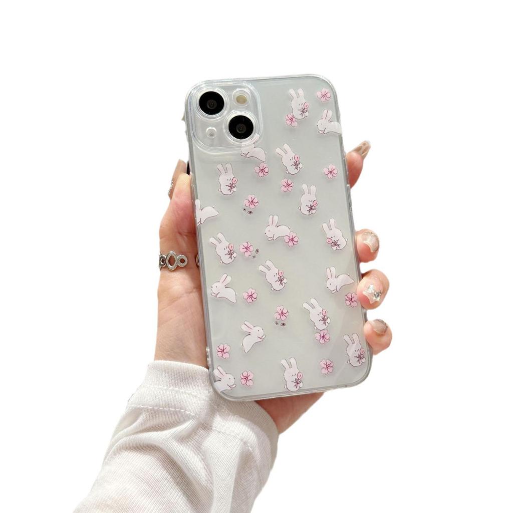Чехол с изображением кролика и цветка для Apple iPhone 11/12/13/14/15