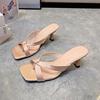 Fashion Women's Fashion Stiletto Sandals Summer New Square Head Open Toe Thin Strap Anti-slip Wear-resistant High Heels