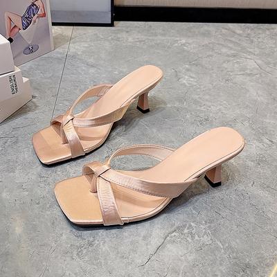 Модные женские босоножки на шпильке, летние новинки, квадратный носок, открытый носок, тонкий ремешок, противоскользящие, износостойкие, на высоком каблуке