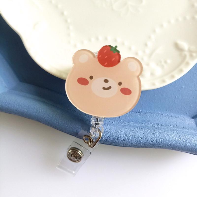 Easy To Pull Badge Holder Clips Name Card Exhibition Enfermera Retractable Badge Reel Cartoon Acrylic ID Card Holder
