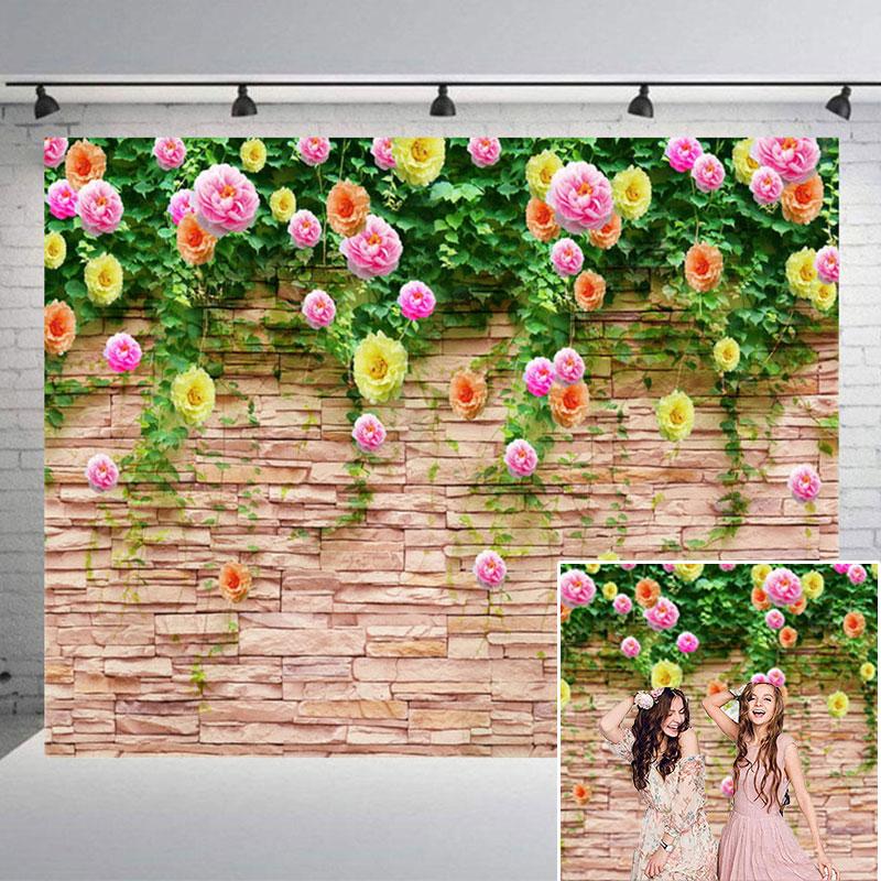 Flower Backdrop Curtain Floral 3D Wedding Birthday Party Background Props