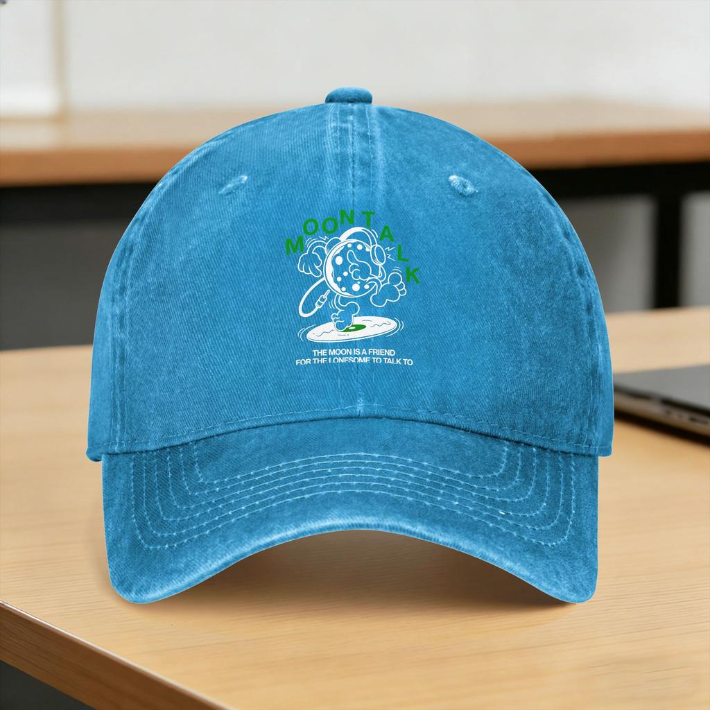 Summer Talking To The Moon Art Baseball Cap Sun Hot Sale Print Washed Trucker Hat UnisexTeens Casual Outdoor Sport Caps