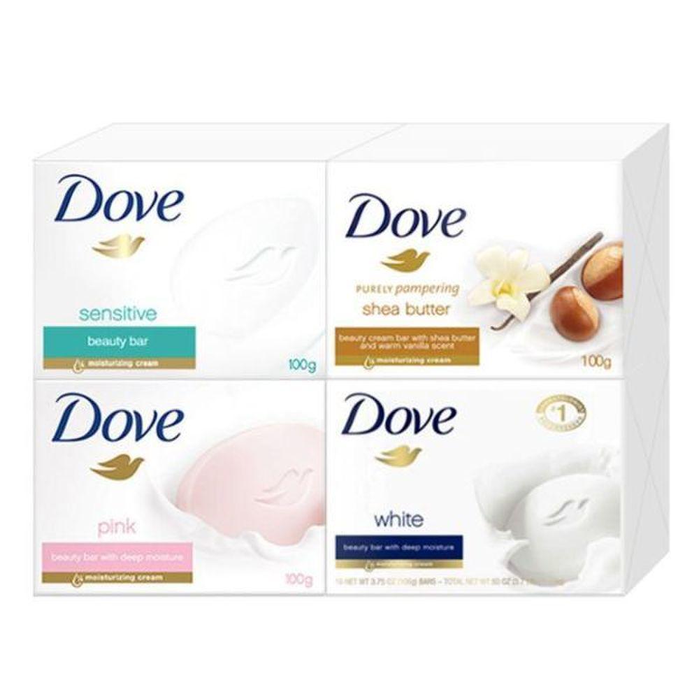 DOVE Pink Sensitive Beauty Bar Sensitive Face Wash Cleansing x Soap 100 г Белый 4 шт 4 типа Масло ши