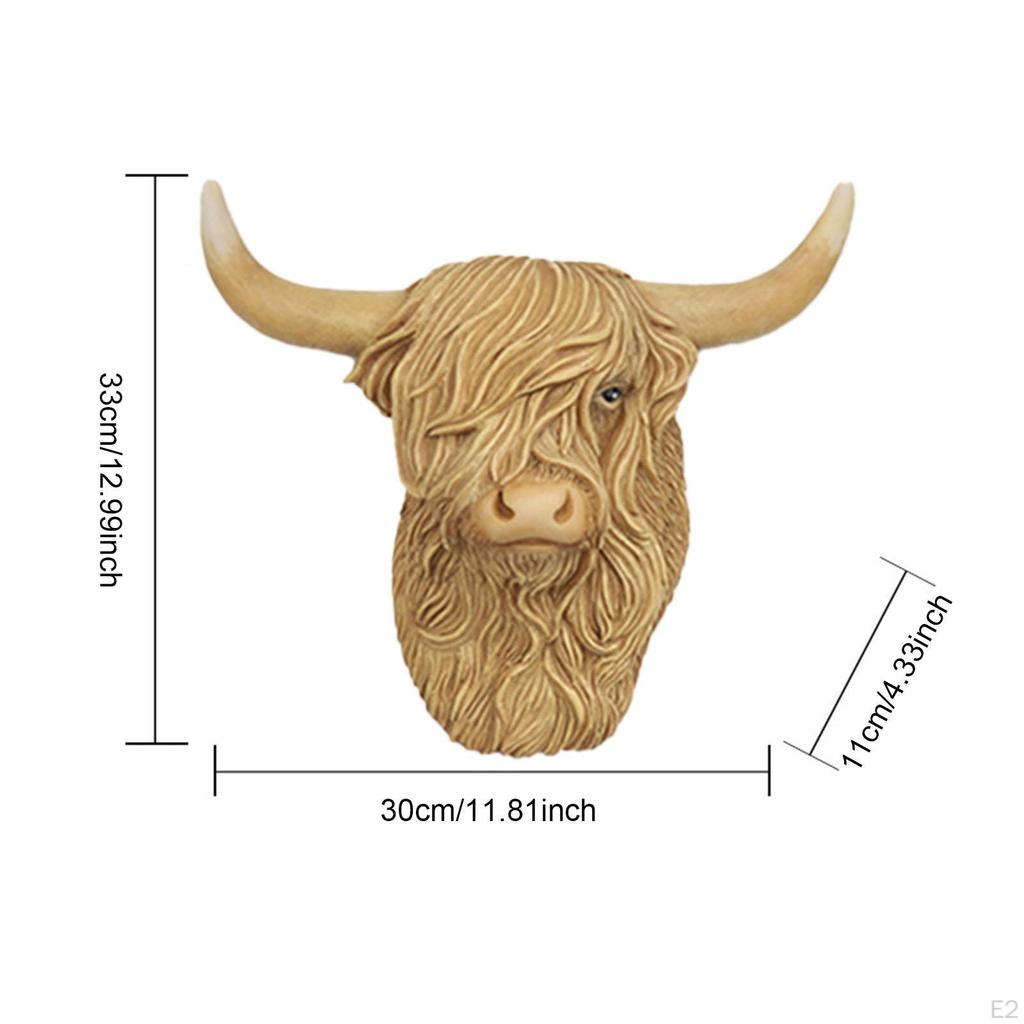 Cow Decor Head Figurine Resin Cute Animal Wall Hanging Decoration for Park Farm