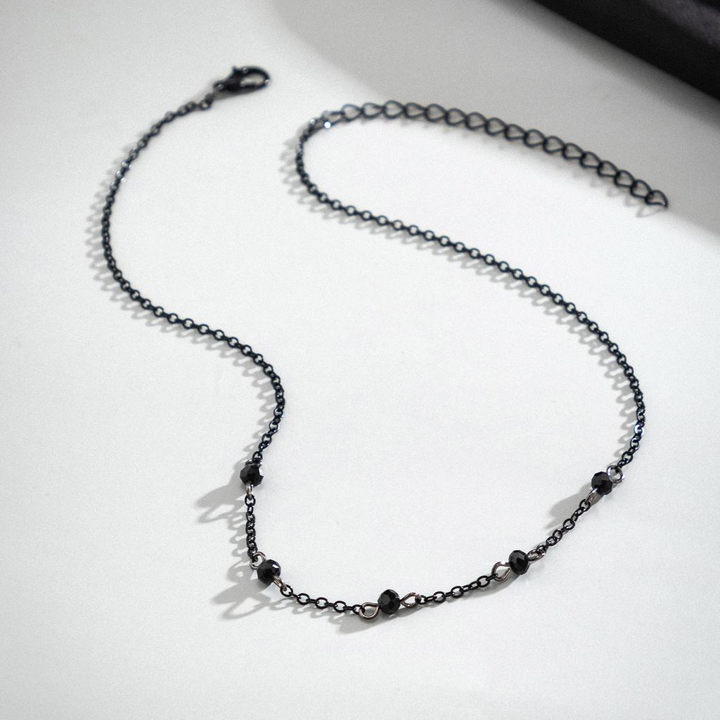 Salircon Gothic Black Spray Painted Metal Chain Short Necklace Women's Korean Fine Chain Choker Necklace Trend Neck Jewelry