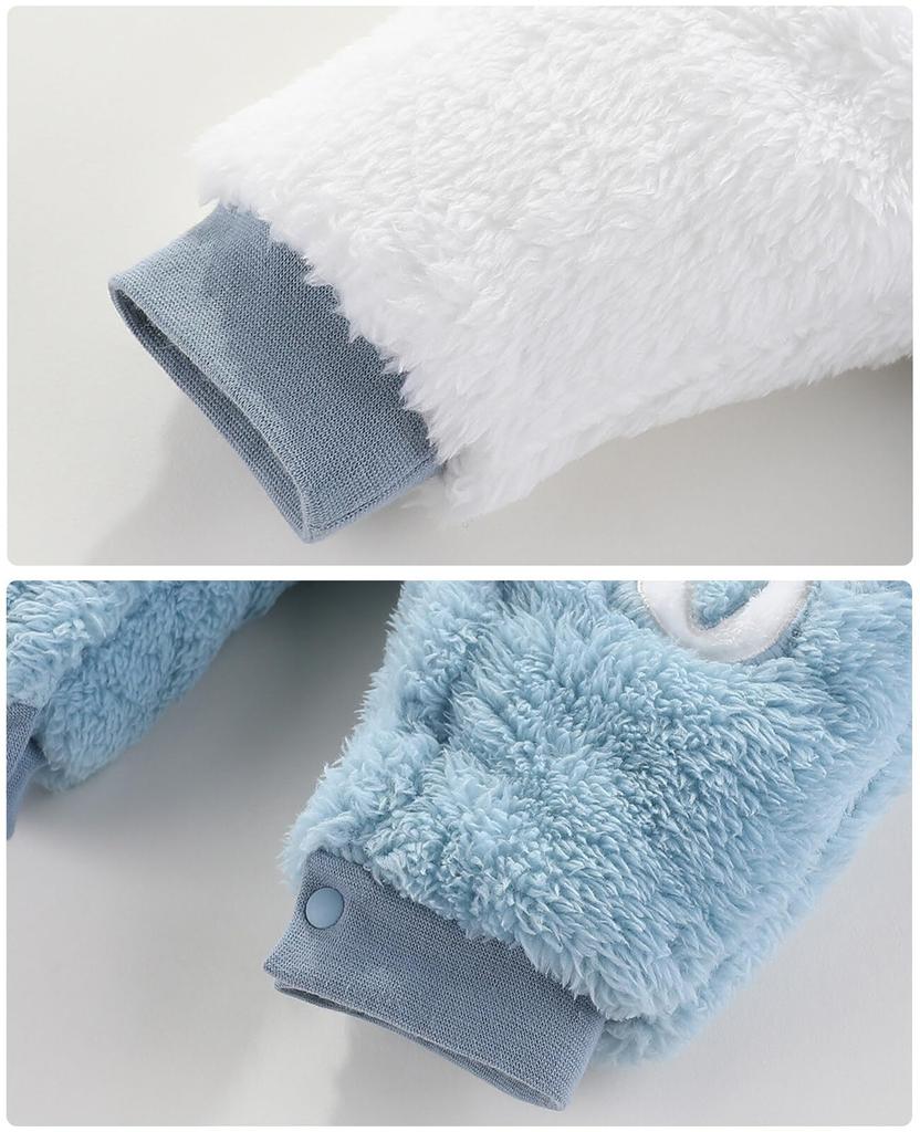 Теплый флис для новорожденных, открытый для детского душа, сохраняющий тепло в холоде, B 66 [Panegy] Одежда, комбинезоны, комбинезоны, комбинезоны, с подкладкой, с капюшоном, спереди,