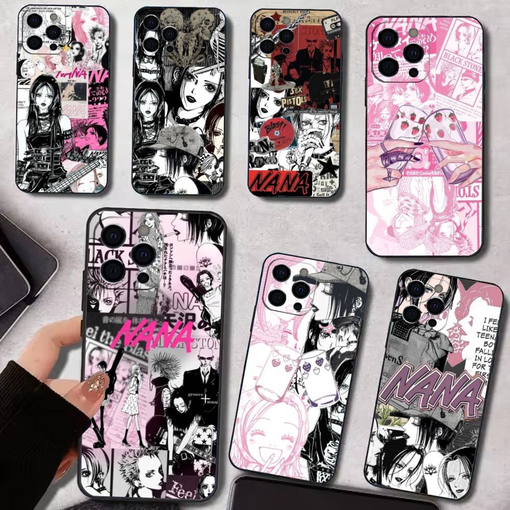 Японский Классический Аниме N-NA N-NA Чехол для Телефона Для iPhone17,16,15,14,13,12,11 Plus,Pro Max Мягкий Черный Чехол