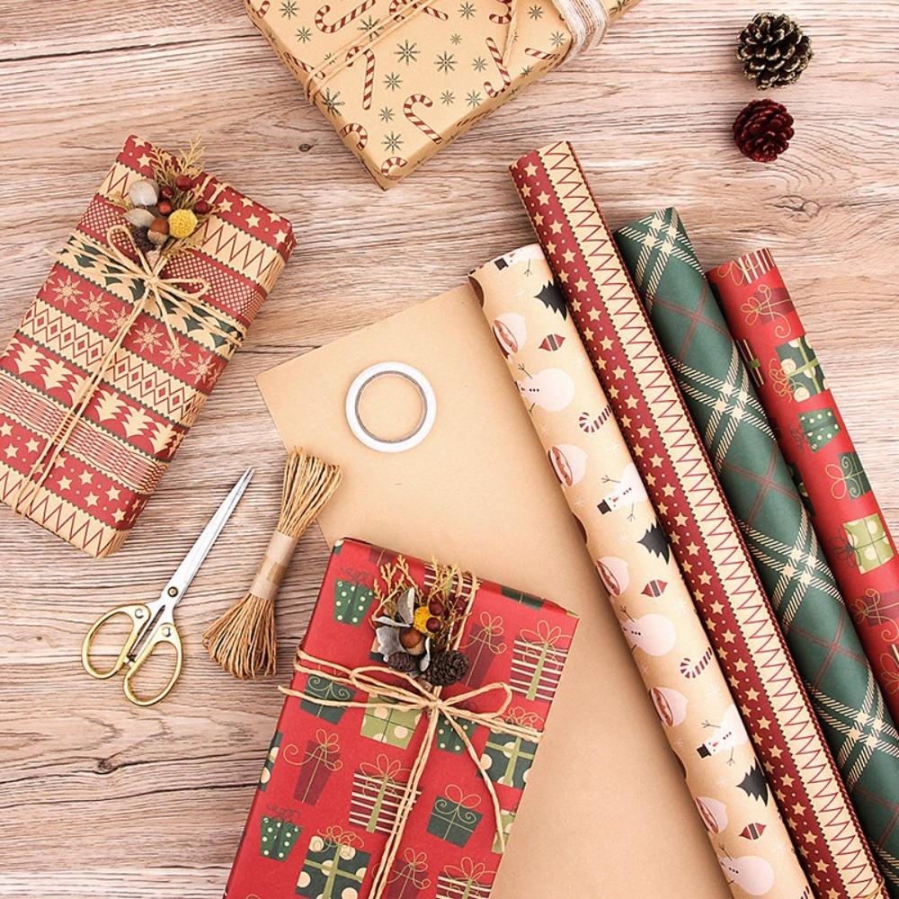 Roll Christmas Packaging Paper 2025 DIY Craft Paper Happy New Year Gift Wrapping Paper