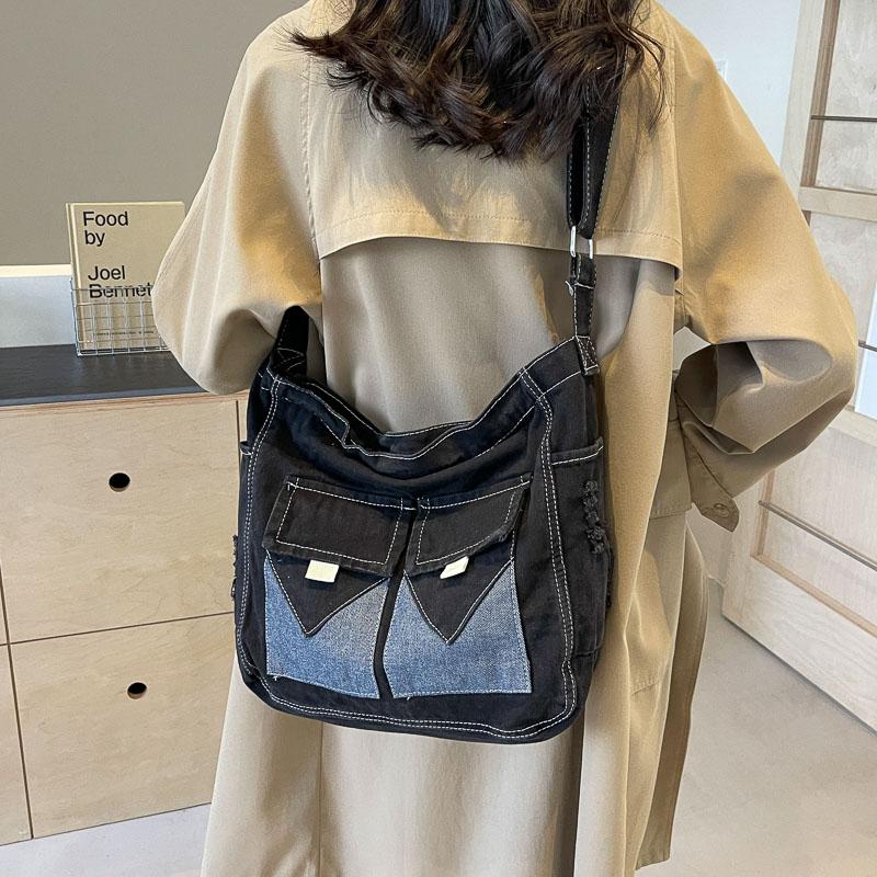 Джинсовая сумка Женская сумка через плечо большой вместимости Классная большая сумка-тоут