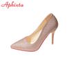 Aphixta Gold Silver Black 3.54 Inch High Stiletto Heels Pumps Women At All Seasons Pointed Toe Party Shoes Large Size 49 50