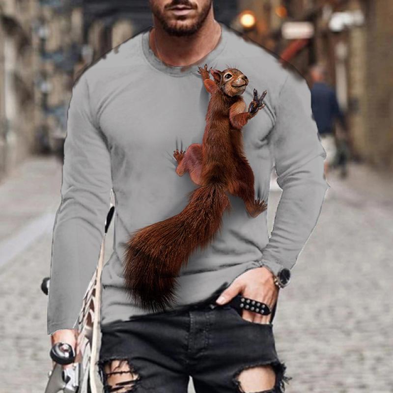 Мужская футболка с драконом, повседневная футболка с 3D принтом и длинным рукавом, волшебное животное, графический топ, футболки с уличным узором, мужские/женские футболки в стиле хип-хоп