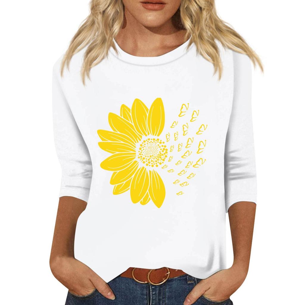 Женский модный свободный повседневный пуловер с принтом и круглым вырезом, рукав три четверти