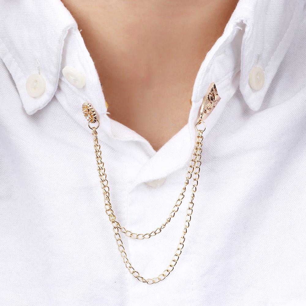 Gold Color Suit Accessories Lapel Pins Tassel Brooches Women Men Mask Tassel Chain Brooch Brooch