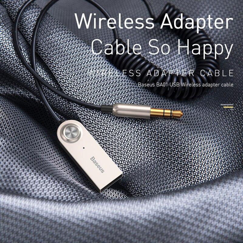Baseus BA01 Bluetooth-адаптер-донгл Aux USB для автомобиля, кабель с разъемом 3,5 мм Aux, Bluetooth 5.0, приемник для динамика, аудио, музыкальный приемник