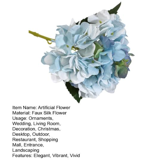 14.5" Full Faux Hydrangea Flower with Long Stem Real Touch Hydrangea Artificial Flowers for Home Party Decor Floral Arrangements