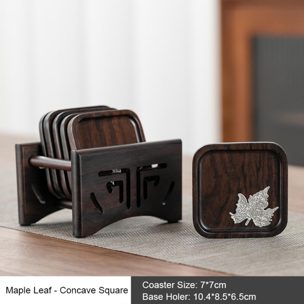 Heat Resistant Cup Pad Black Sandalwood Tea Tray High-End Cup Mat Tea Table