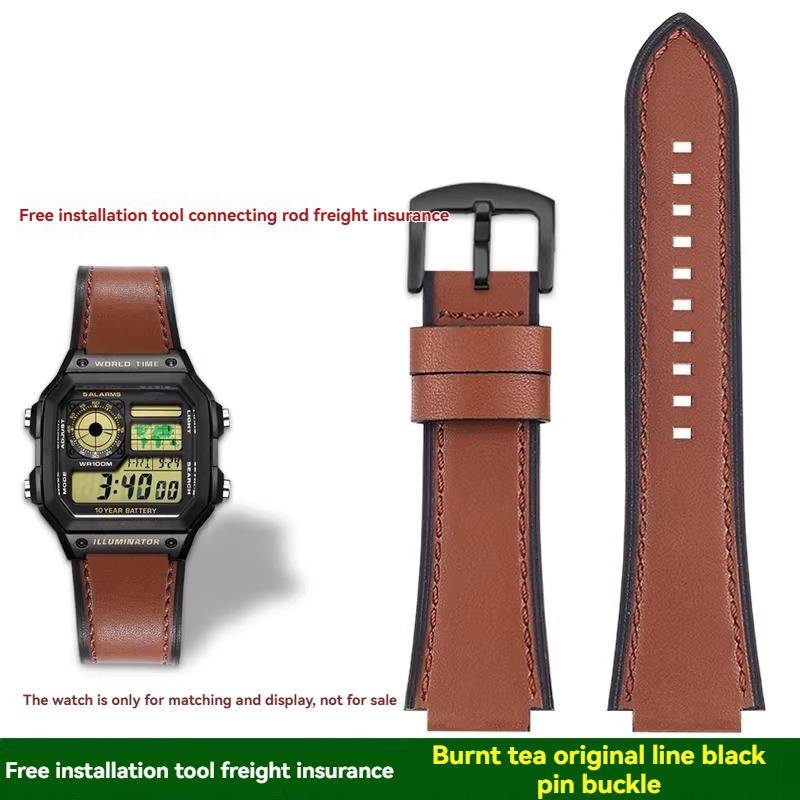 Для Casio маленькие квадратные AE1200/1300/1500 SGW-300/400 W-218 мужские оригинальные ремешки для часов из натуральной кожи аксессуары