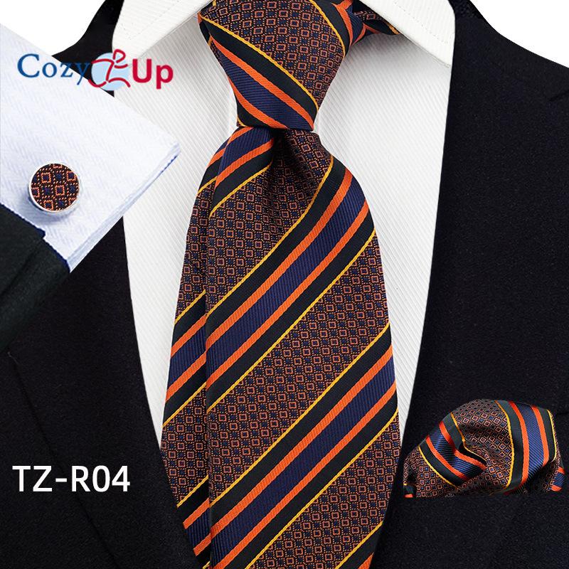 Cozy Up Набор из трех предметов, модный деловой мужской галстук с узором пейсли, включает в себя галстук, запонки, носовой платок